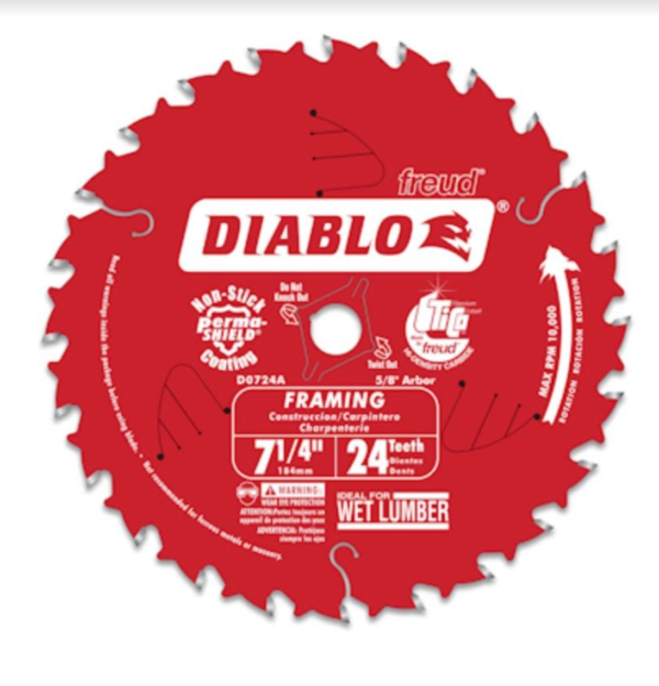 The DIABLO 7-1/4 in. x 24-Tooth Framing Circular Saw Blade