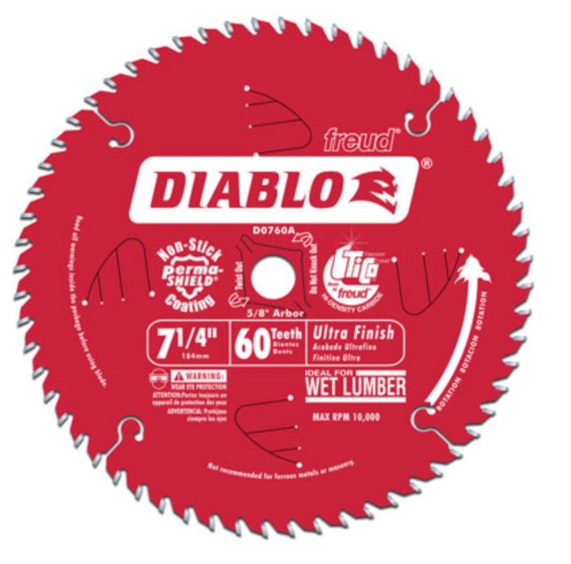 Diablo 7 1/4 x 60T Ultra Finish Saw Blade