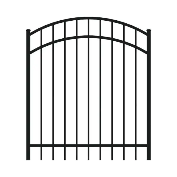 Black Steel Fence Arched Walk Gate 5' H X 46.5" W
