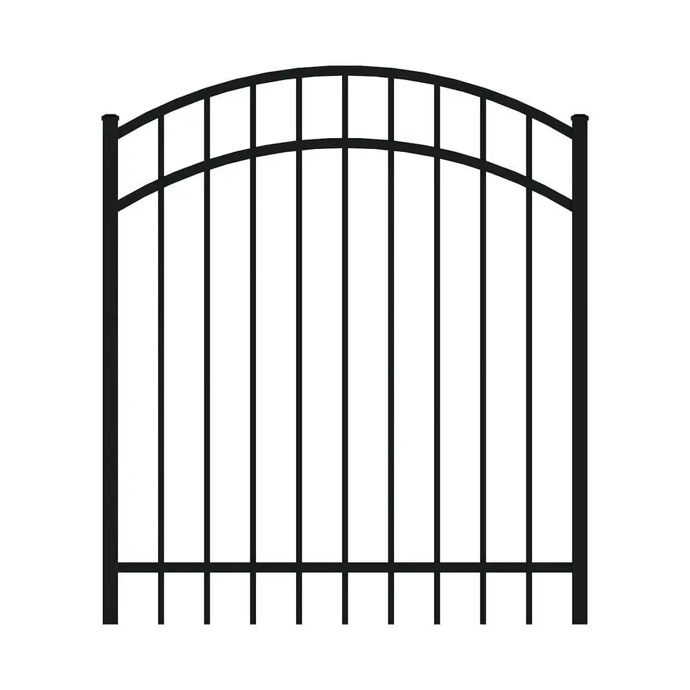 Black Steel Fence Arched Walk Gate 4' H X 46.5" W
